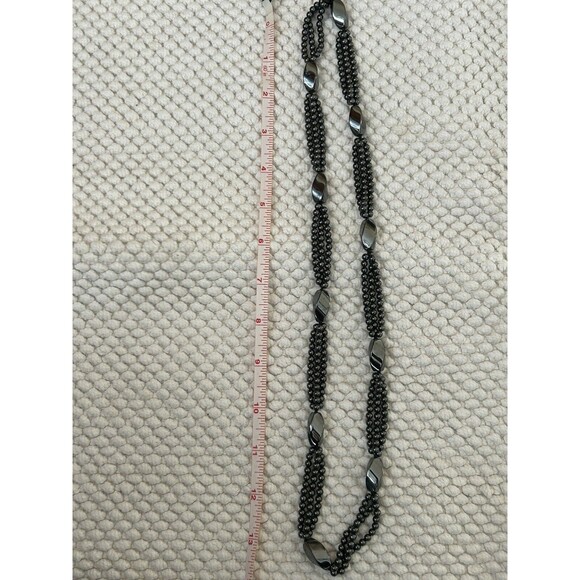 Metalic‎ Black Bead 3 Strand Necklace - Picture 3 of 5